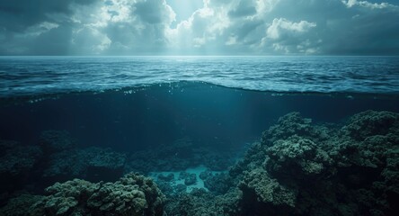Fototapeta premium Underwater wilderness landscape including copyspace for text