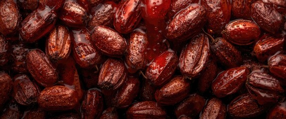 Obraz premium Balanced palm oil derived from reddish fruit with copy space for text