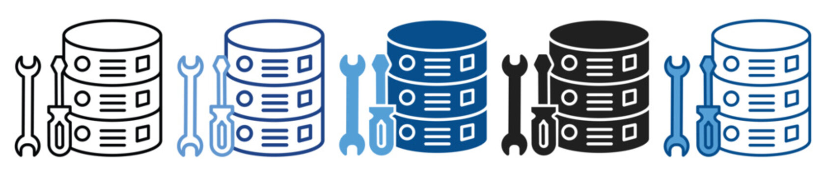 Database icon set multiple style collection