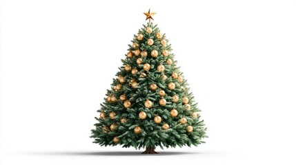 Obraz premium Beautifully decorated Christmas tree with golden ornaments and a star on top