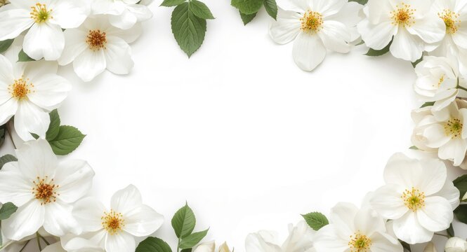 Delicate floral wedding invite showcasing white blooms with open blank area for custom text insertions