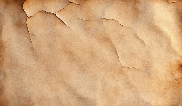 Aged torn parchment with peeling cracked surface and warm sepia stains evoking a nostalgic, weathered, rustic mood