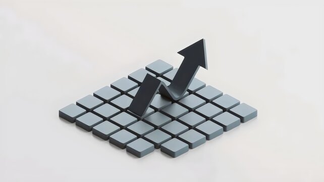 Growth arrow breaking through systematic grid &ndash; Great for breakthrough innovation, leadership, or business transformation.