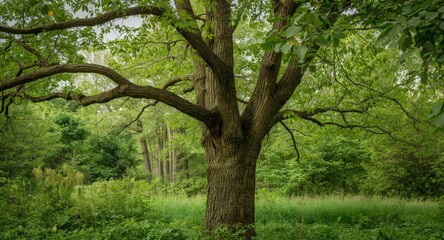 A healthy tree thriving in a natural woodland setting