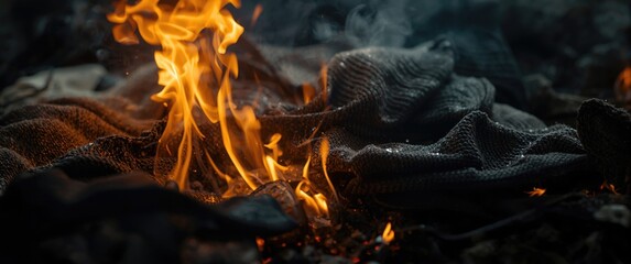 Disinfecting and burning old clothes with copy space for message