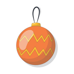 Obraz premium Christmas Ball Ornament in Trendy Cartoon Style. Isolated on White Background. 