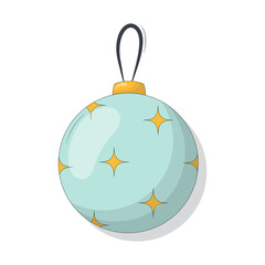 Obraz premium Christmas Ball Ornament in Trendy Cartoon Style. Isolated on White Background. 