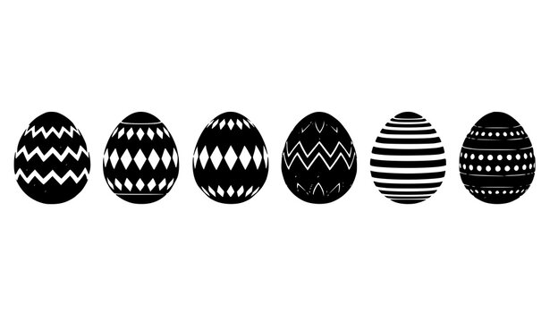 Red Easter eggs with white geometric ornament patterns minimal holiday vector set isolated on white background