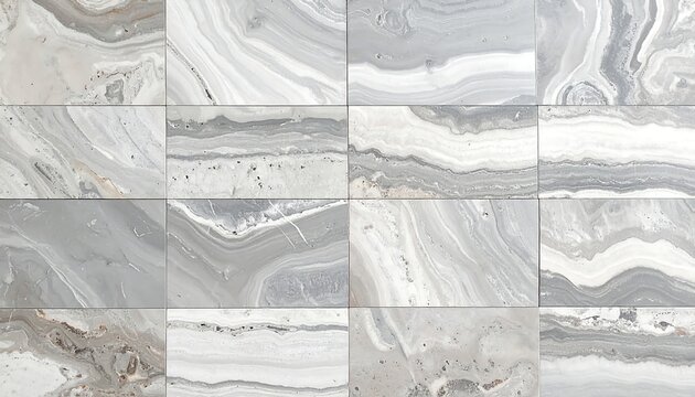 A 3x3 grid of square tiles with varied gray and white marbled patterns