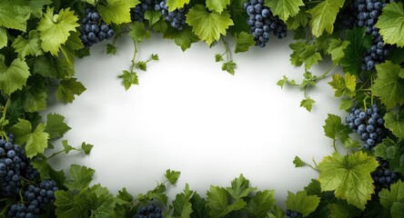 Naklejka premium Copy space framed by vineyard grape vines