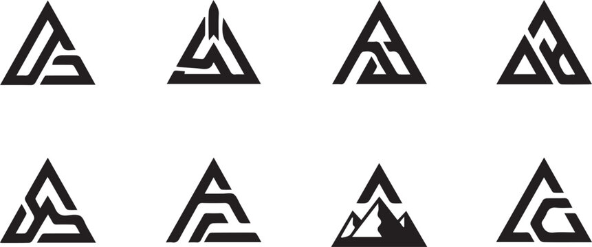 Modern Abstract Geometric Triangle Logo Set