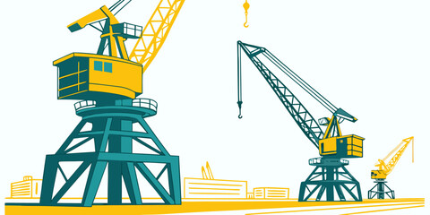 Two large cranes on a construction site Vector © RABBY