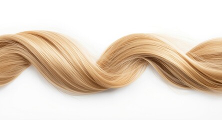 Blonde hair strands in wave form isolated on a white surface allowing copy space