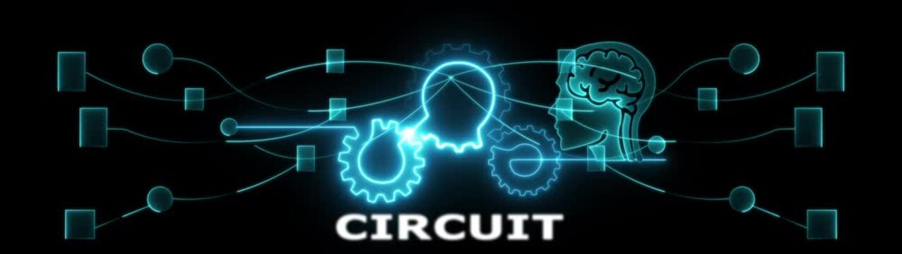 Circuit transformation concept with futuristic technology and human brain synergy innovation tech evolution icon animation.