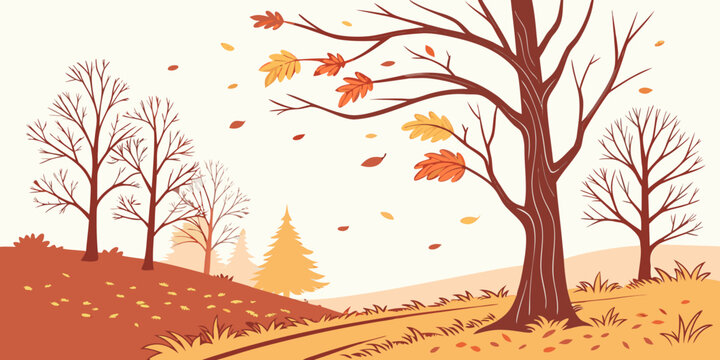 A pixel art landscape of trees on an autumn day Vector