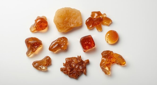 An attractive arrangement of Benzoin Siam and Dammar Resins on a minimalist white surface