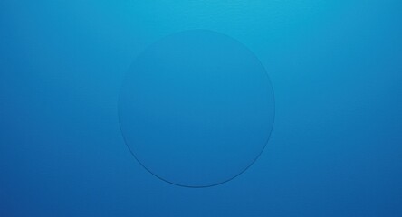 Circular minimalist graphic with spacious empty space and text insertion zone on a high key blue textured surface