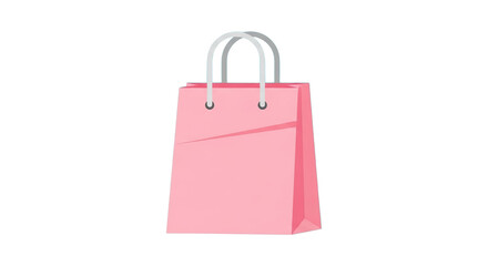 pink shopping bag with white handles on transparent background