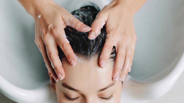 Relaxing head massage with shampoo in spa setting for ultimate hair care