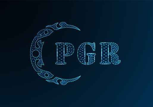 Low poly letter logo PGR design. PGR letter logo low poly vector design on blue color gradient background. PGR logo low poly design