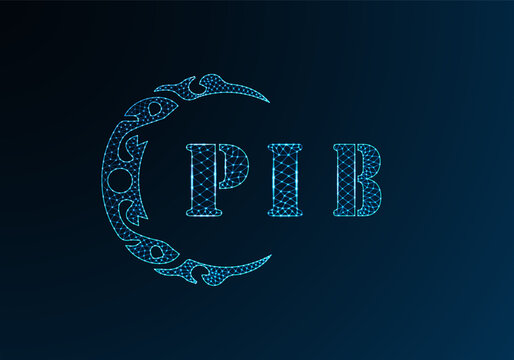 Low poly letter logo PIB design. PIB letter logo low poly vector design on blue color gradient background. PIB logo low poly design