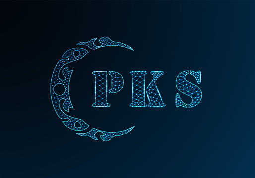Low poly letter logo PKS design. PKS letter logo low poly vector design on blue color gradient background. PKS logo low poly design