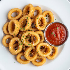 Delicious Golden Calamari Rings with Marinara Dip