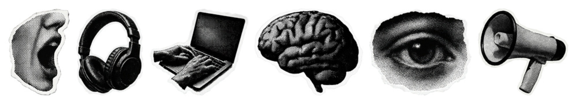 PNG Communication technology brain eye expression on transparent background