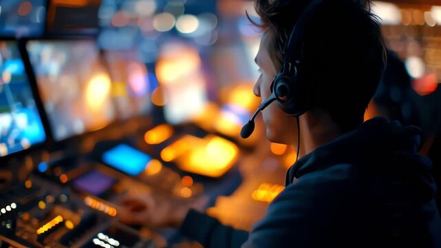 Event production coordinator managing chat engagement and streaming setup for virtual audience