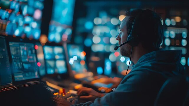 Professional digital coordinator organizing online event interaction with streaming technology