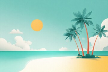 Obraz premium Sunny day, summer vibes, summer time, simple illustration