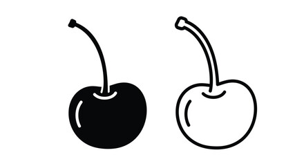 Two cherries one dark and one white in a striking silhouette © Abir