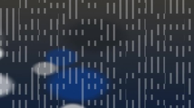 Abstract composition with blurred orbs and vertical line patterns over a dark gradient