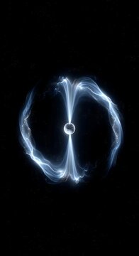 Glowing space sphere with electric energy waves in dark cosmic space creating mysterious dynamic atmosphere and pulsar star magnetic radiation light wave astronomy science
