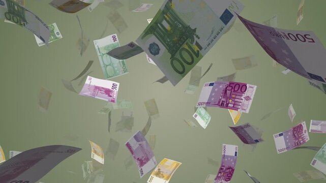 Flying Euro Currency Notes in Air Financial Concept