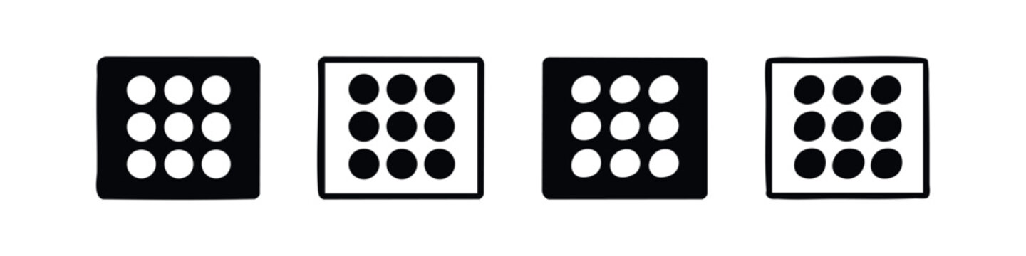 Numeric Keypad and App Grid Interface Icon Set