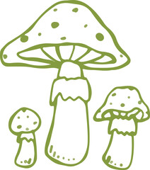 set of whimsical hand drawn mushroom, fungi clipart collection © naekora
