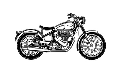 Fototapeta premium Monochrome Vintage Motorcycle Vector Illustration Isolated on White Background
