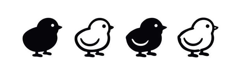 Fototapeta premium Adorable Chick and Baby Bird Icons for Easter and Spring Designs, Cute Poultry Set