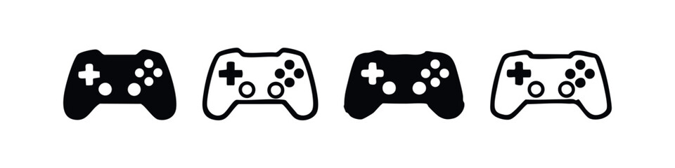 Game controller vector icon set. Video game console joystick symbol. Gaming concept illustration. © liubomir118809