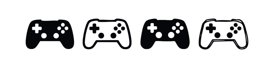 Gaming controller vector icon set. Video game console gamepad symbol. Play and esports concept. © liubomir118809