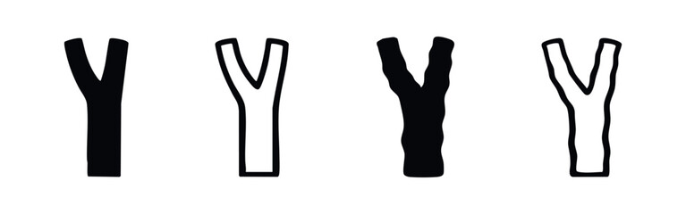 Obraz premium Collection of Y-Shape and Branching Icons - Versatile Symbols for Paths, Decisions, or Divergence