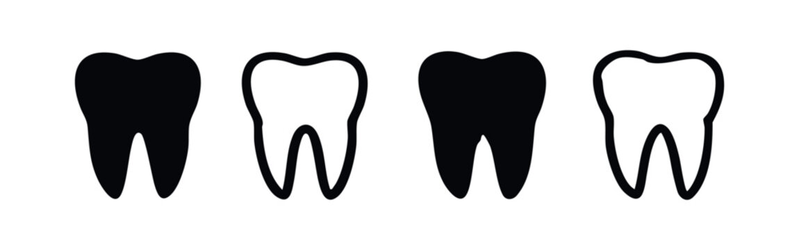 Molar Tooth Icons - Set of Human Dental Anatomy Symbols for Healthy Teeth