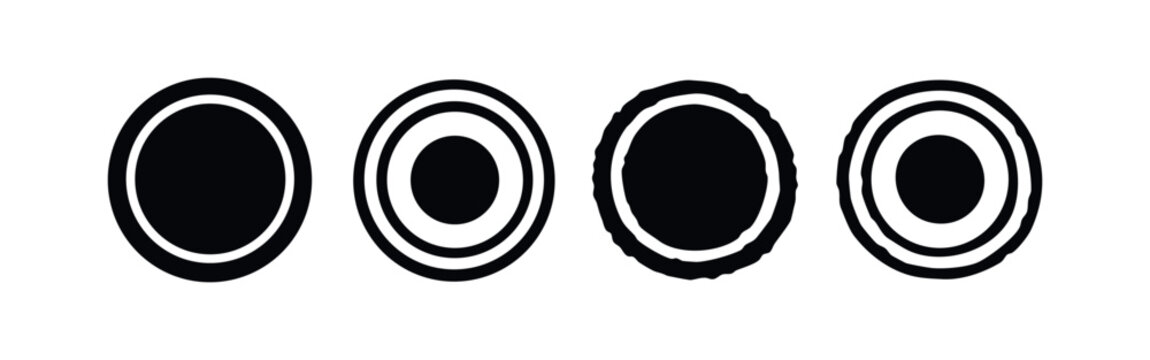 Set of concentric circle icons, abstract target or eye iris symbols, perfect for goal-oriented designs.