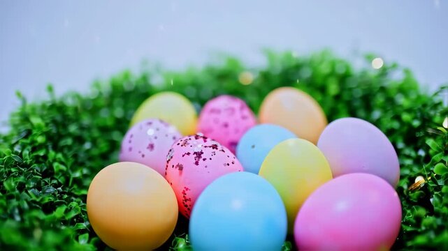 easter eggs on grass