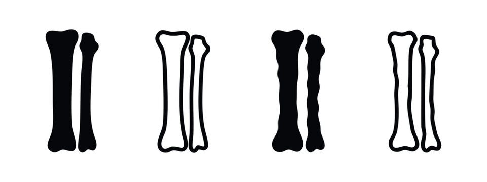 Organic Style Human Long Bones Icon Set - Abstract Femur, Humerus, or Radius Silhouette