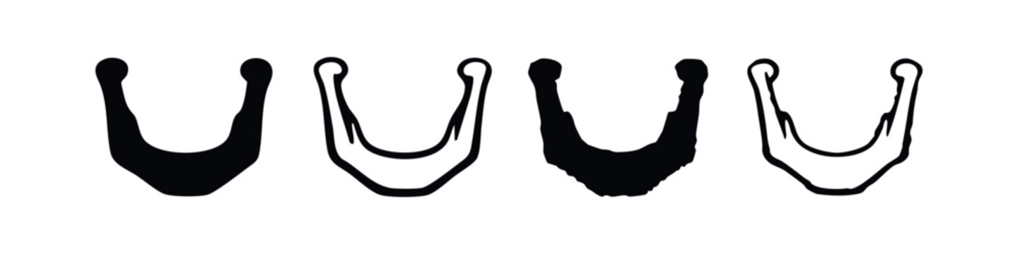Human Mandible and Jawbone Icon Set - Anatomy and Dental X-ray Graphic Elements