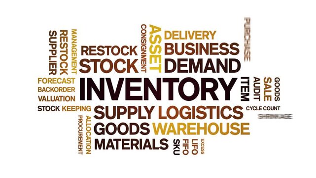 inventory animated word cloud-text design animation tag kinetic typography seamless loop.