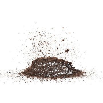 Pile of Dark Soil Exploding with Particles dirt earth isolated on a transparent background