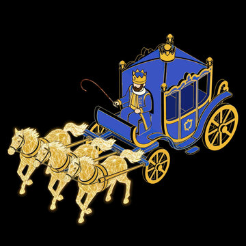 Royal Coach with Crowned Coachman and Horses.